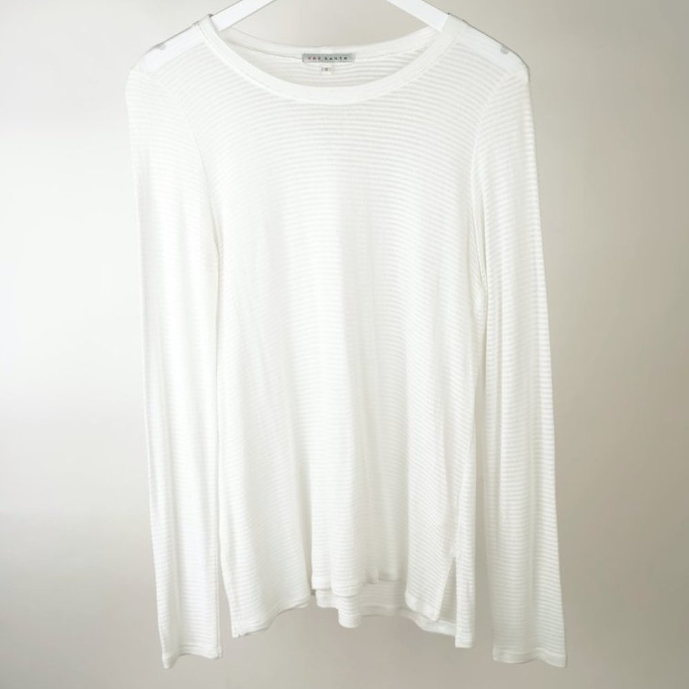 Red Haute White Burnout-Stripe Top